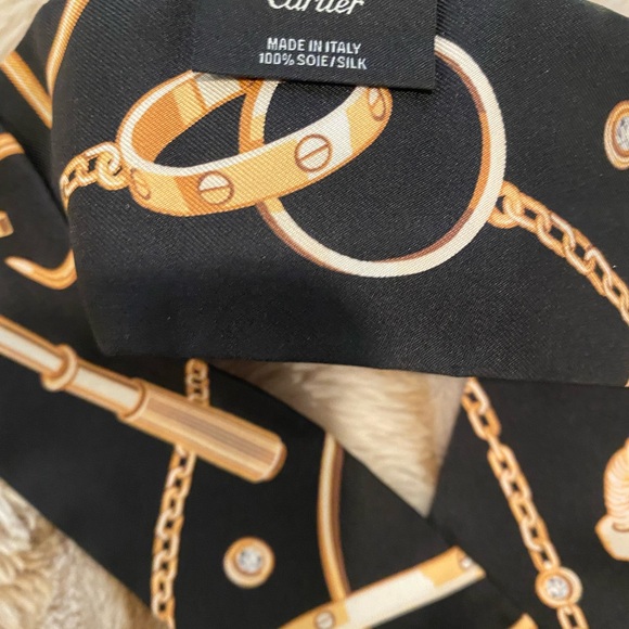 Cartier Black and Gold twilly Scarf new in Box Giftbox bag and receipt- sold out - Picture 3 of 6